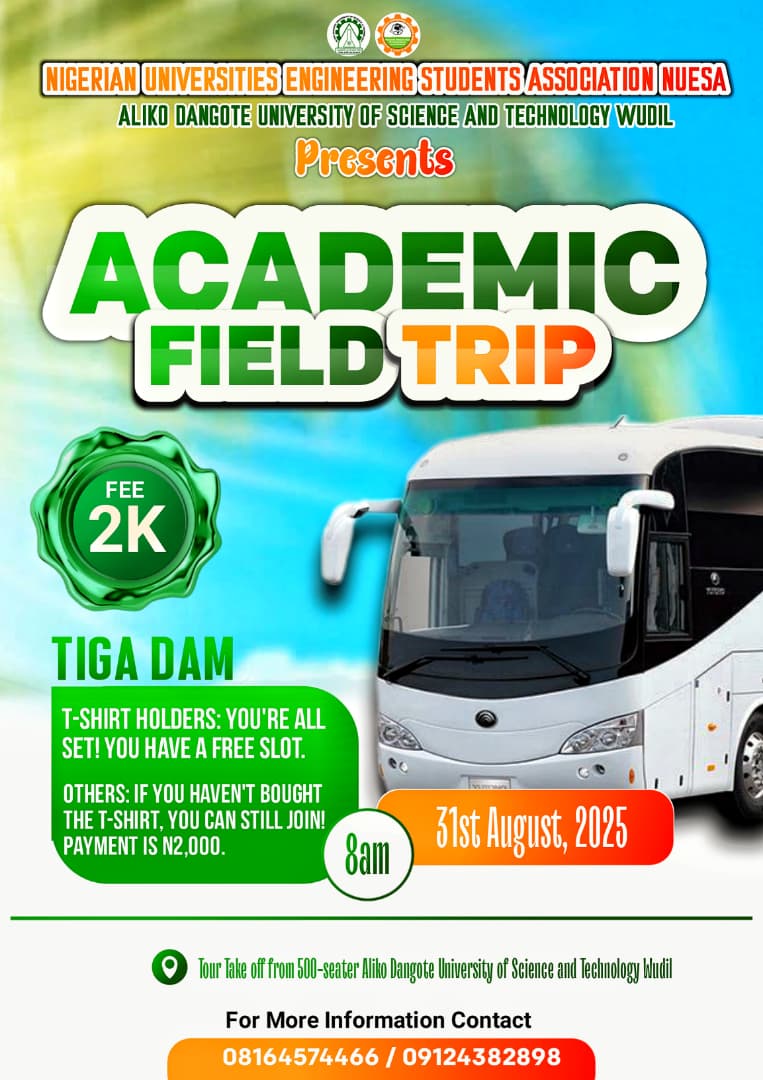 NUESA Announces Academic Field Trip to Tiga Dam